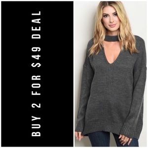 ❄️CHARCOAL CHOKER DETAIL SWEATER